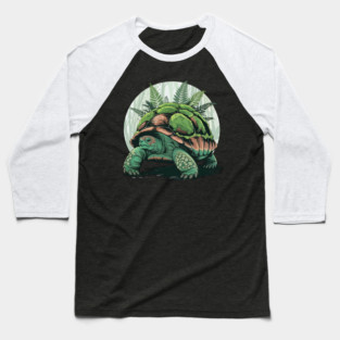 Giant Tropical Forest Tortoise with Lush Green Ferns 2 Baseball T-Shirt