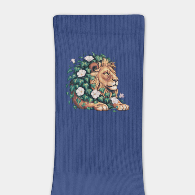 Majestic Lion with Ivy and White Morning Glories by BirdsnStuff