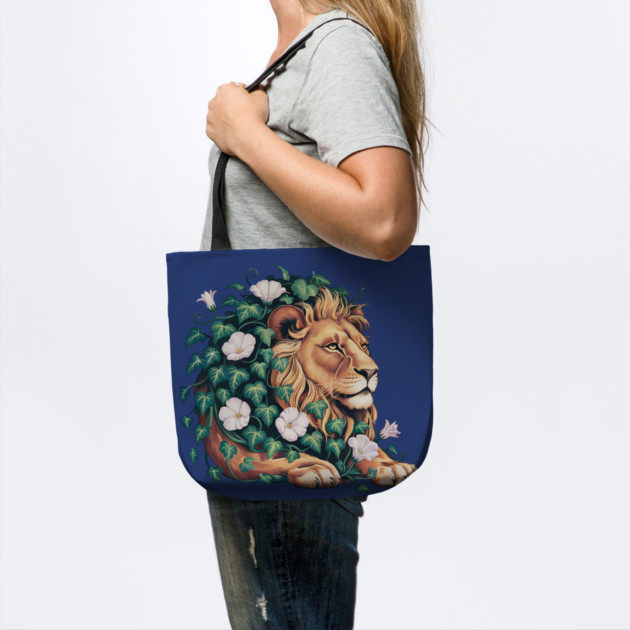 Majestic Lion with Ivy and White Morning Glories by BirdsnStuff