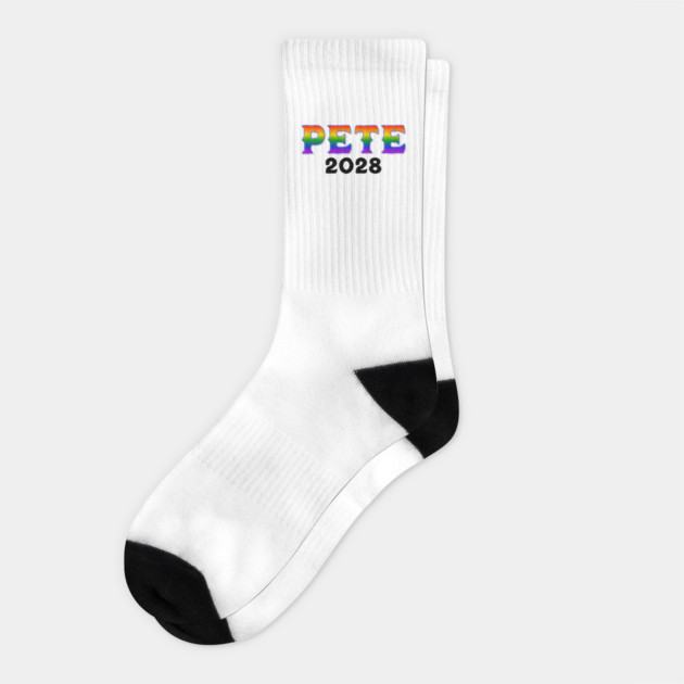 PETE 2028 Elect Pete Buttigieg for President in 2028 rainbow design Socks by Luxinda
