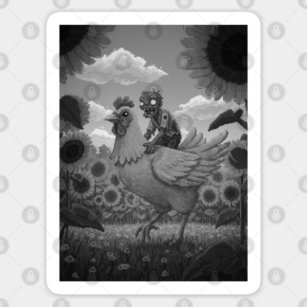 Chicken-Jockey-Zombie & Chicken in Sunflower Field #3 Sticker by Megadorim