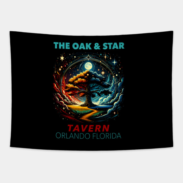 The Oak and Star Orlando Florida Theme Park Bar Tapestry by Joaddo