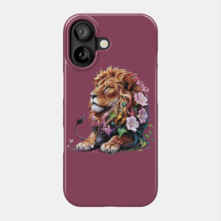 Lion with Colorful Floral Mane Phone Case