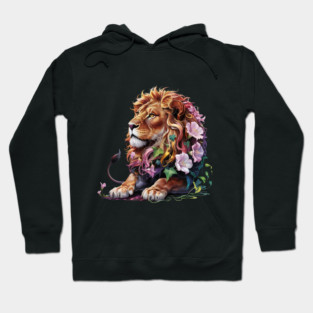 Lion with Colorful Floral Mane Hoodie