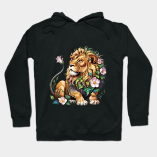 Lion with Colorful Floral Mane 2 Hoodie