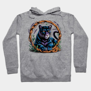 Mystical Panther Framed by Vines and Lavender Hoodie