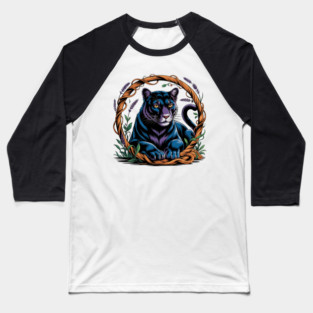 Mystical Panther Framed by Vines and Lavender Baseball T-Shirt
