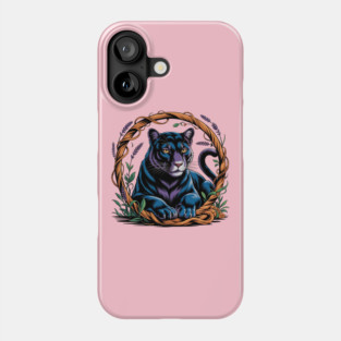 Mystical Panther Framed by Vines and Lavender Phone Case