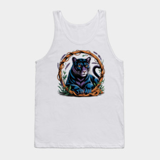 Mystical Panther Framed by Vines and Lavender Tank Top