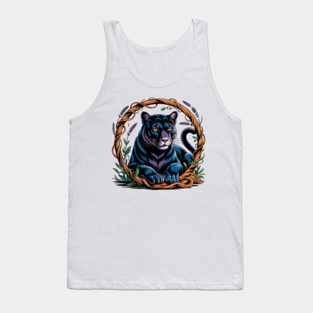 Mystical Panther Framed by Vines and Lavender Tank Top by BirdsnStuff