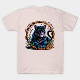 Mystical Panther Framed by Vines and Lavender T-Shirt