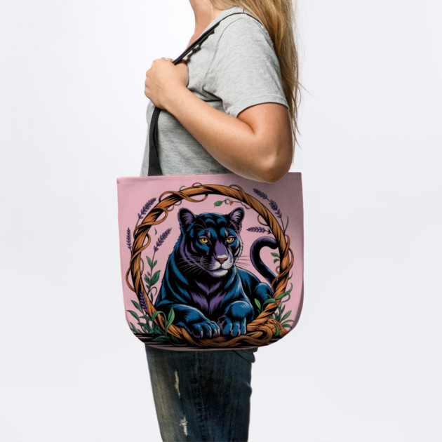 Mystical Panther Framed by Vines and Lavender by BirdsnStuff