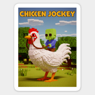 Chicken-Jockey - Funny Alien riding chicken Magnet