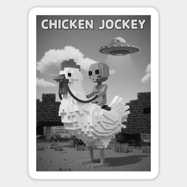 Chicken-Jockey - Funny Alien riding chicken #3 Magnet by Megadorim