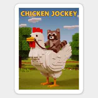 Chicken-Jockey - Funny Raccoon riding Chicken Magnet