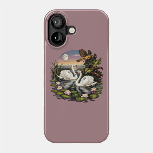 Two White Swans with Lilly Pads Phone Case by BirdsnStuff