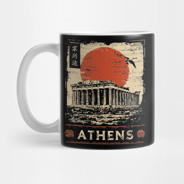 Athens Parthenon at Sunset Retro Japanese Art Style by TuncGK
