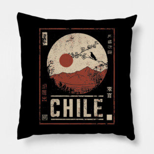 Chile Landscape Japanese Travel Poster Pillow