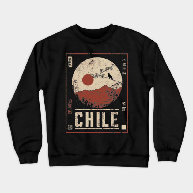 Chile Landscape Japanese Travel Poster Crewneck Sweatshirt by TuncGK