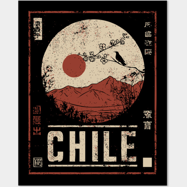 Chile Landscape Japanese Travel Poster Wall Art by TuncGK