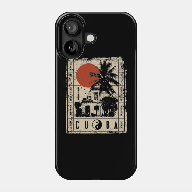 Havana Old Architecture Red Sun Travel Poster Phone Case by TuncGK