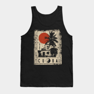 Havana Old Architecture Red Sun Travel Poster Tank Top
