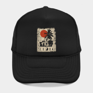 Havana Old Architecture Red Sun Travel Poster Hat
