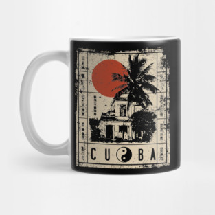 Havana Old Architecture Red Sun Travel Poster Mug