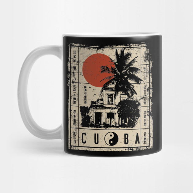Havana Old Architecture Red Sun Travel Poster by TuncGK