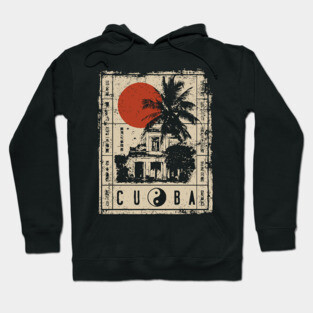 Havana Old Architecture Red Sun Travel Poster Hoodie