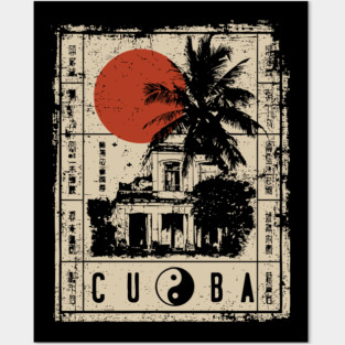 Havana Old Architecture Red Sun Travel Poster Posters and Art