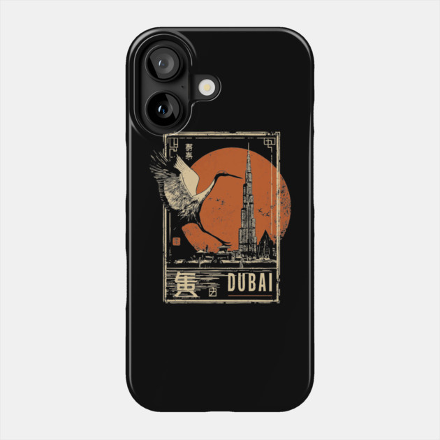 Dubai Skyline Sunset in Japanese Minimalist Style Phone Case by TuncGK