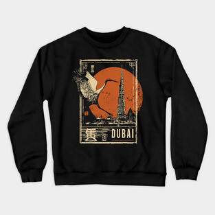 Dubai Skyline Sunset in Japanese Minimalist Style Crewneck Sweatshirt