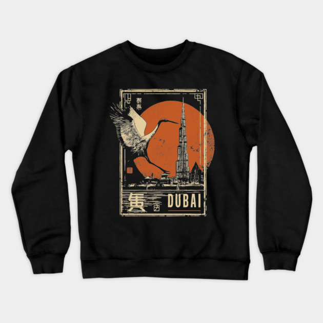 Dubai Skyline Sunset in Japanese Minimalist Style Crewneck Sweatshirt by TuncGK