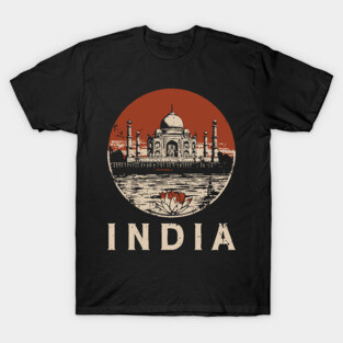 India Taj Mahal and Lotus Flower - Rebirth T-Shirt