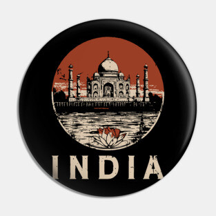 India Taj Mahal and Lotus Flower - Rebirth Pin