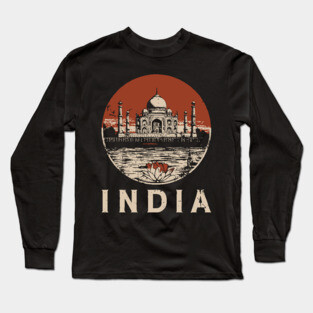 India Taj Mahal and Lotus Flower - Rebirth Long Sleeve T-Shirt
