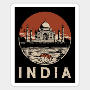 India Taj Mahal and Lotus Flower - Rebirth Sticker