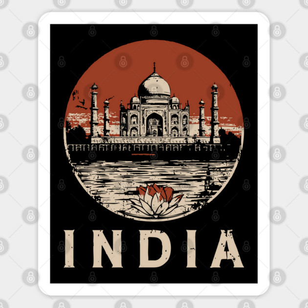 India Taj Mahal and Lotus Flower - Rebirth Sticker by TuncGK