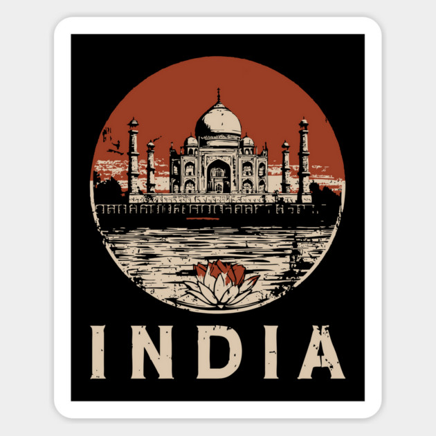 India Taj Mahal and Lotus Flower - Rebirth Magnet by TuncGK