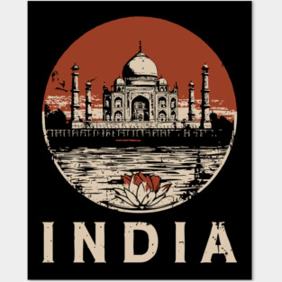 India Taj Mahal and Lotus Flower - Rebirth Posters and Art