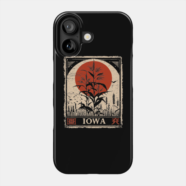Iowa Cornfield Retro Poster in Japanese Minimalist Style Phone Case by TuncGK