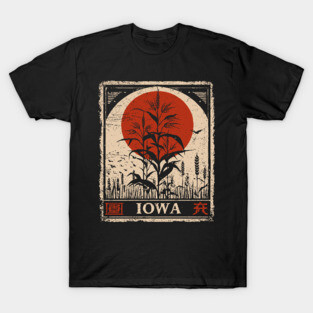 Iowa Cornfield Retro Poster in Japanese Minimalist Style T-Shirt