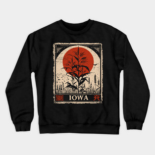 Iowa Cornfield Retro Poster in Japanese Minimalist Style Crewneck Sweatshirt