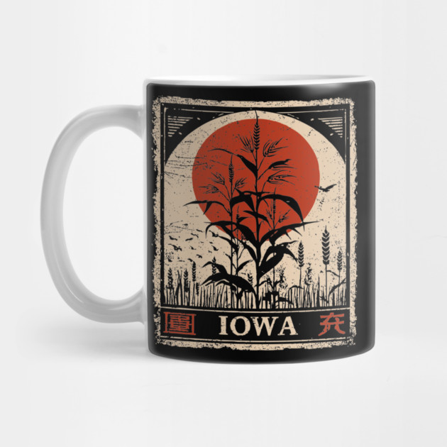 Iowa Cornfield Retro Poster in Japanese Minimalist Style by TuncGK