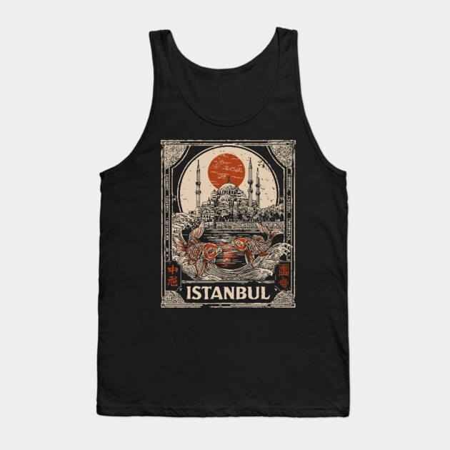Istanbul Hagia Sophia in Retro Japanese Poster Style Tank Top by TuncGK