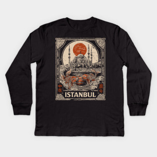 Istanbul Hagia Sophia in Retro Japanese Poster Style Kids Long Sleeve T-Shirt