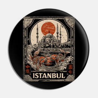Istanbul Hagia Sophia in Retro Japanese Poster Style Pin