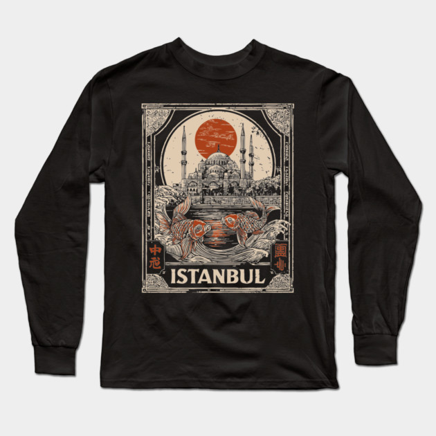 Istanbul Hagia Sophia in Retro Japanese Poster Style Long Sleeve T-Shirt by TuncGK