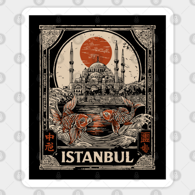 Istanbul Hagia Sophia in Retro Japanese Poster Style Sticker by TuncGK